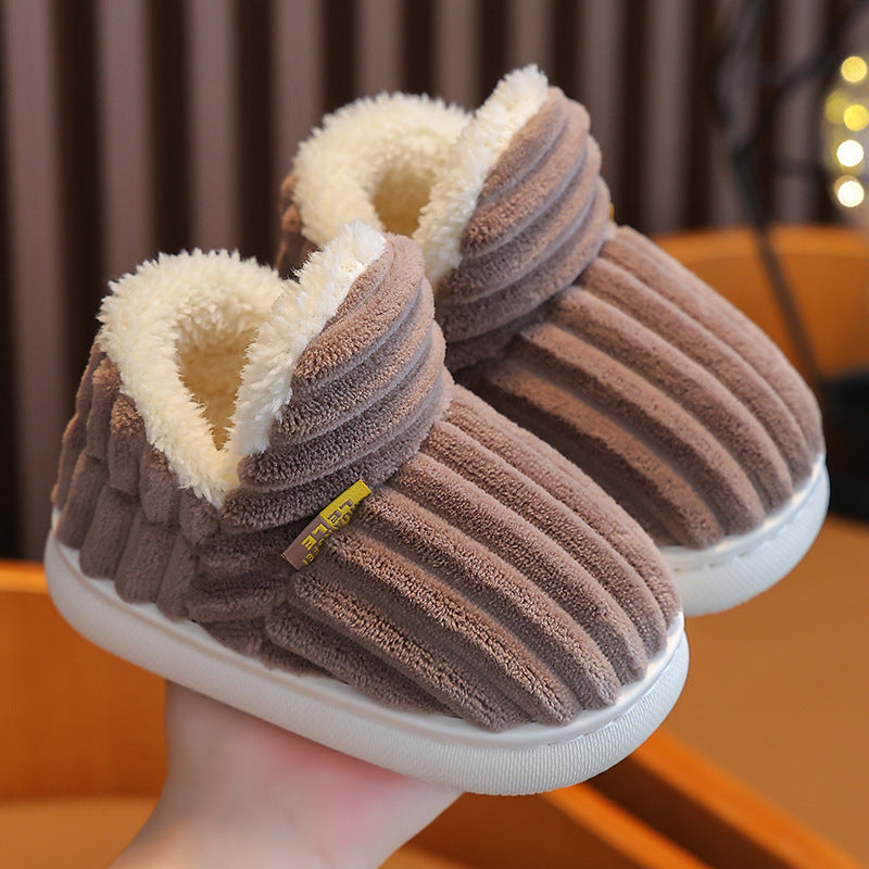 Children's Cotton Slippers Winter Baby Indoor Bag Heel Warm Plush Non-slip