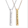 Cylinder Finely Polished Lettering Pendant Stainless Steel Necklace