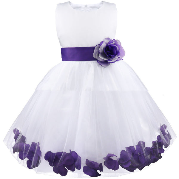 Dress Flower Bow Tie Belt Petal Princess Dress For Children