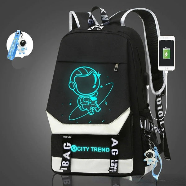 Anime Luminous Astronaut School Backpack with USB Charging Port