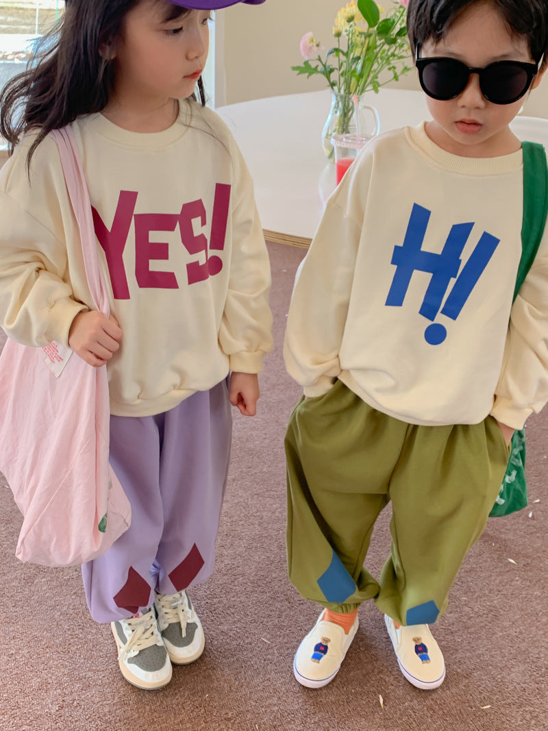 Round Neck Letter Baby Long Sleeve Western Pullover Brothers And Sisters Clothing