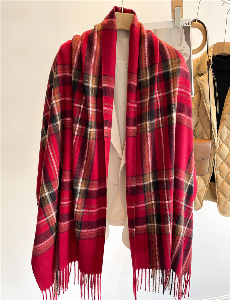 Cashmere Faux Cashmere Scarf Winter Plaid All Match