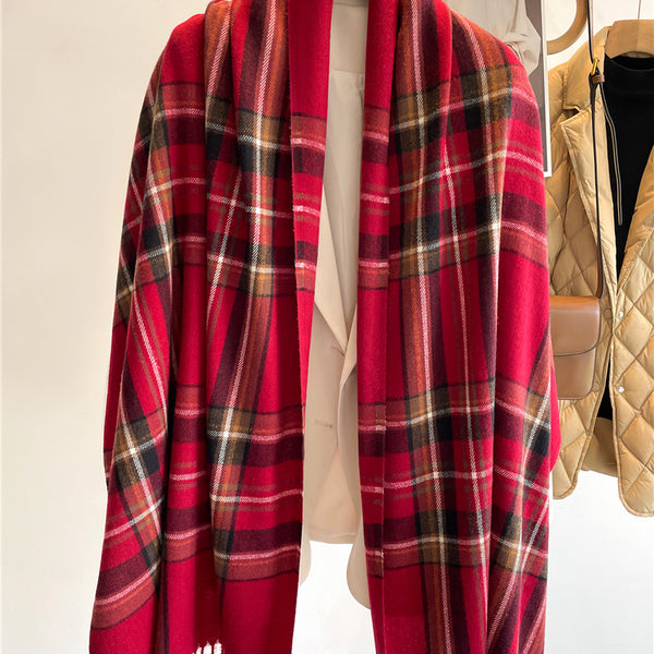 Cashmere Faux Cashmere Scarf Winter Plaid All Match