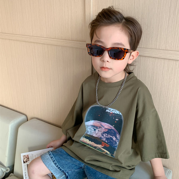 Boys' T-shirt Summer New Children's Fried Street Fashionable Short Sleeve Baby Boy Thin Summer Clothing Breathable Printed Half Sleeve