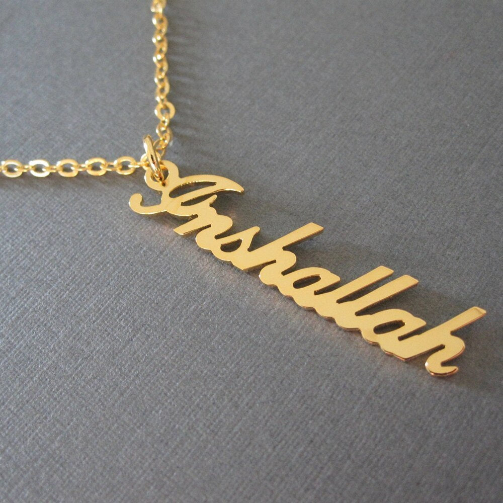 Simple Vertical Stainless Steel Name Pendant Necklace Women