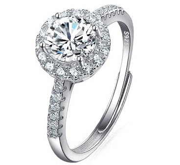 Platinum Diamond Ring Moissanite Ring D Color 1 Carat Opening