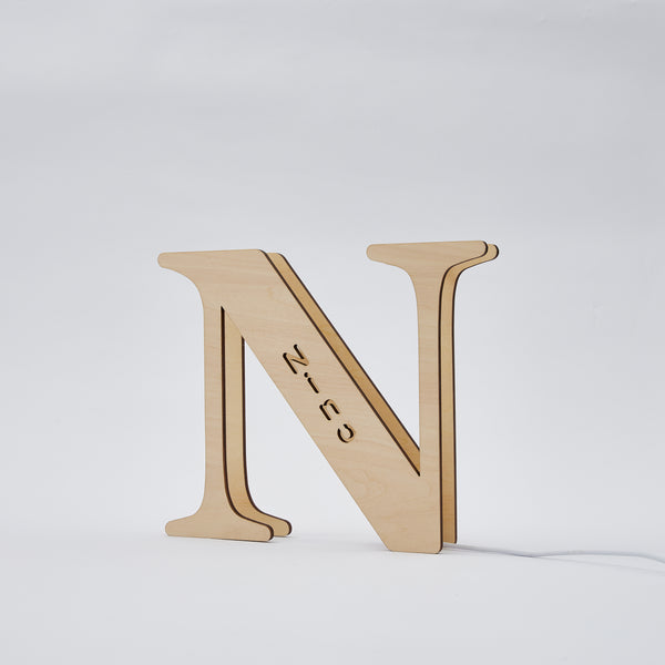 Personalised Wooden Letter Lamp Custom Name Alphabet Night Lights 19CM