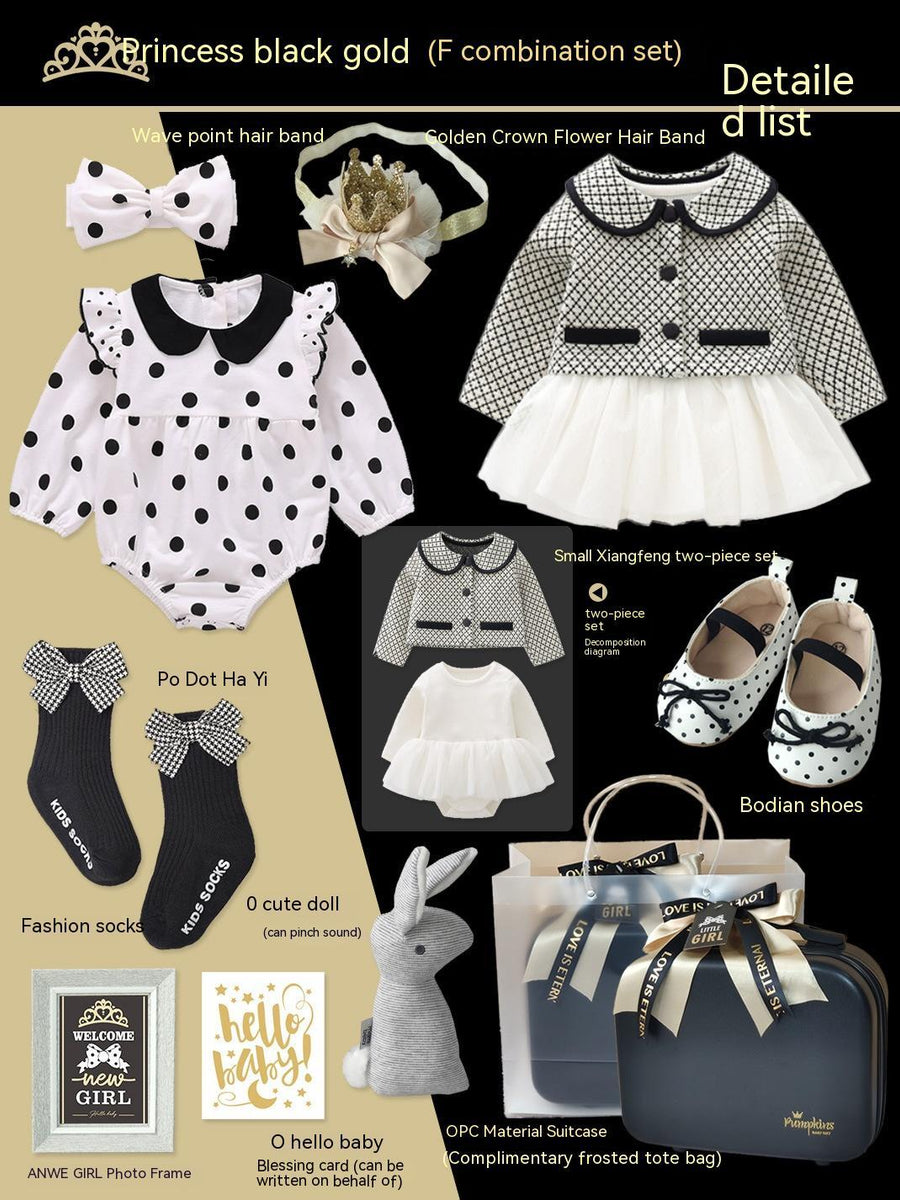 Baby Gift Package Little Princess Black Gold Dress Polka Dot Set