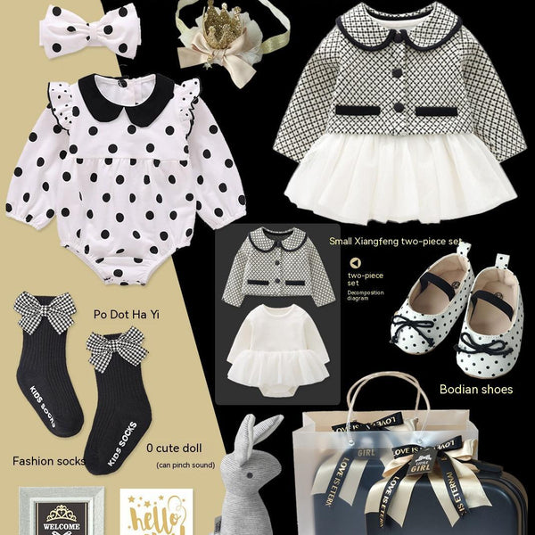 Baby Gift Package Little Princess Black Gold Dress Polka Dot Set