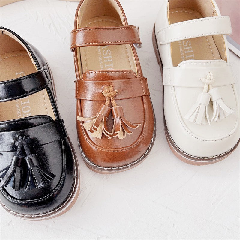 British Style Little Girl Leather Shoes Soft Bottom Baby Doug Single-layer Shoes Female