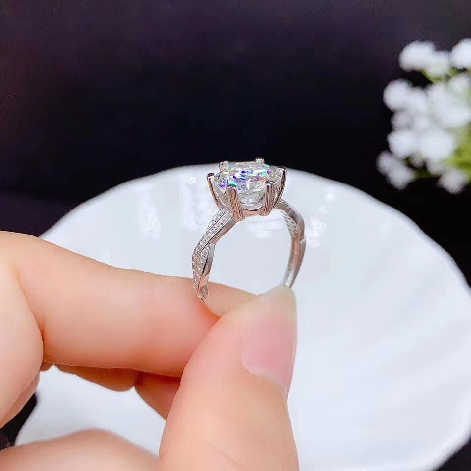 D Color Moissanite Ring Live Mouth Women's