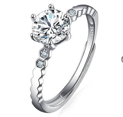 Platinum Diamond Ring Moissanite Ring D Color 1 Carat Opening