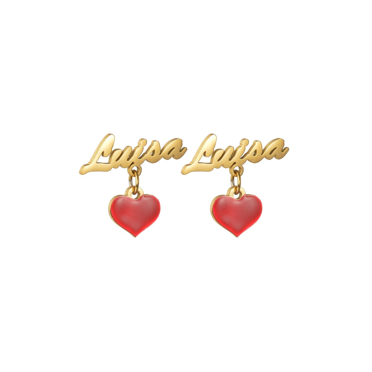 Stainless Steel Love Red Oil Drip Stud Earrings Female Personality