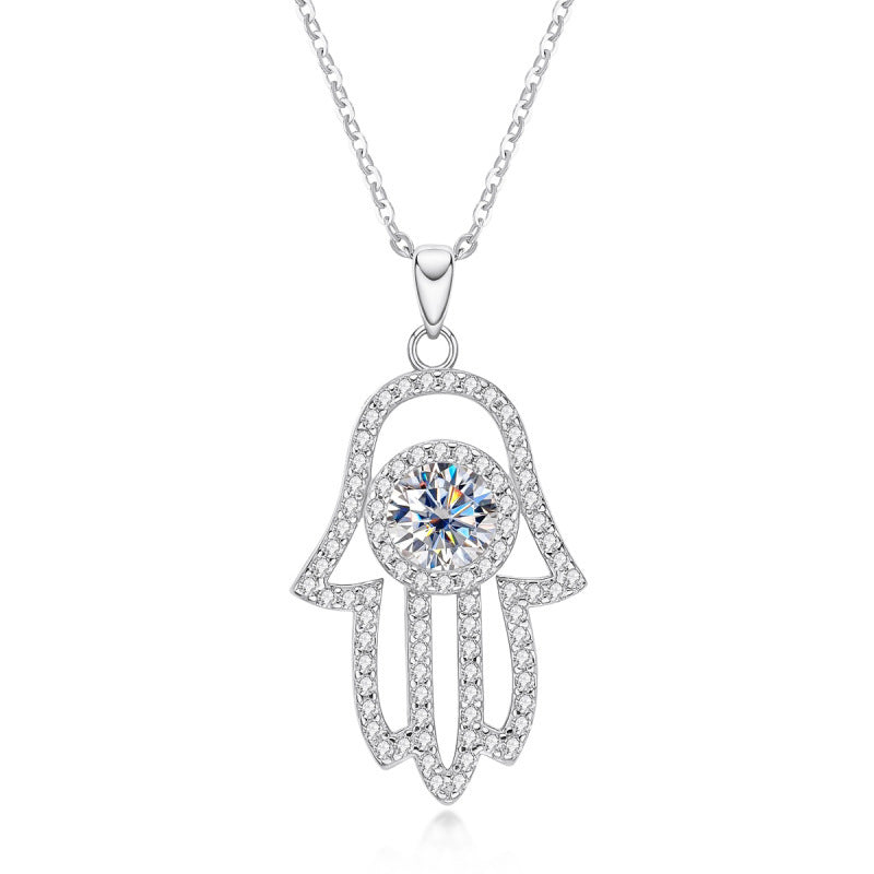 Silver 1 Carat Moissanite Necklace Round