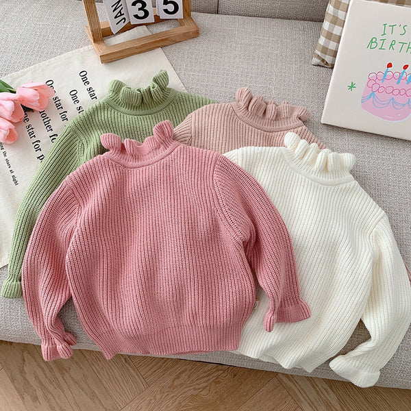 Autumn And Winter Children's Clothing Baby Solid Color Knitwear Children Half Turtleneck Bottoming Shirt