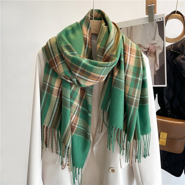 Cashmere Faux Cashmere Scarf Winter Plaid All Match