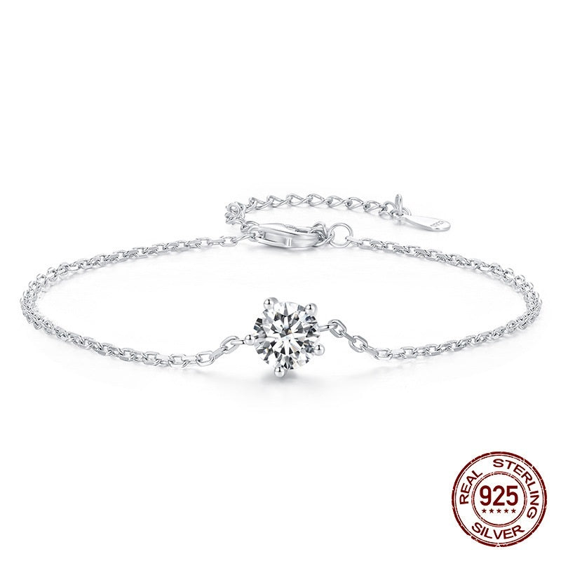 S925 Sterling Silver Simple Luxury Claw Inlaid Moissanite Fashion Bracelet