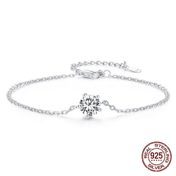 S925 Sterling Silver Simple Luxury Claw Inlaid Moissanite Fashion Bracelet