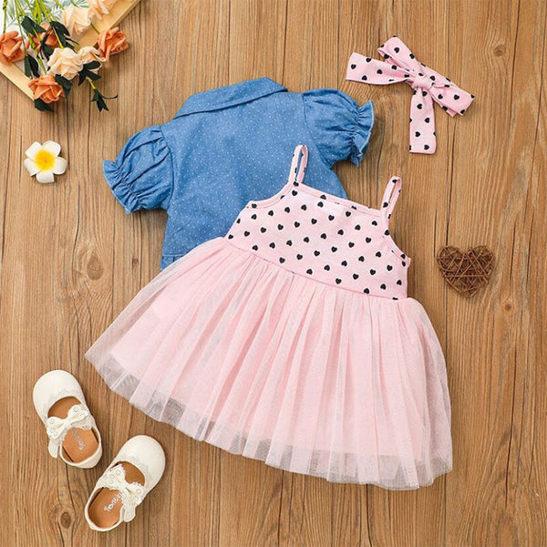 Girls' Coat Suspender Skirt Two-piece Baby Dress