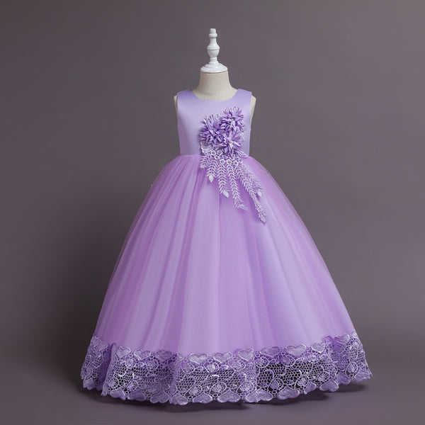 Children's Full Dress Flat Tail Long Tail Princess Girls Flower Catwalk Skirt