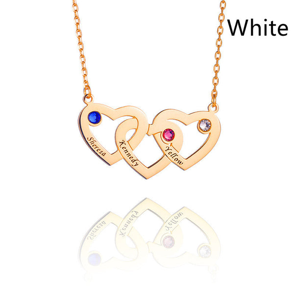 Sterling Silver Triple Heart Inlaid Zircon Necklace