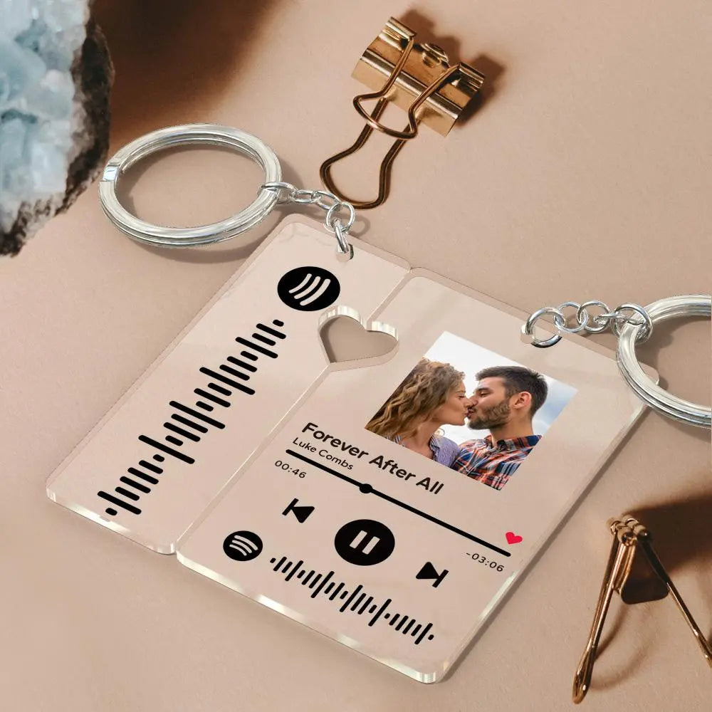 Personalized Scannable Spotify Music, Keychain For Couples