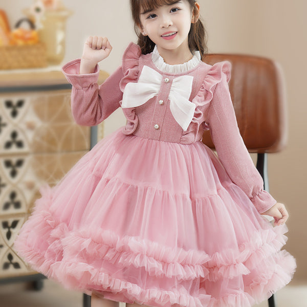 Foreign Style Winter  Red Velvet Princess Dress